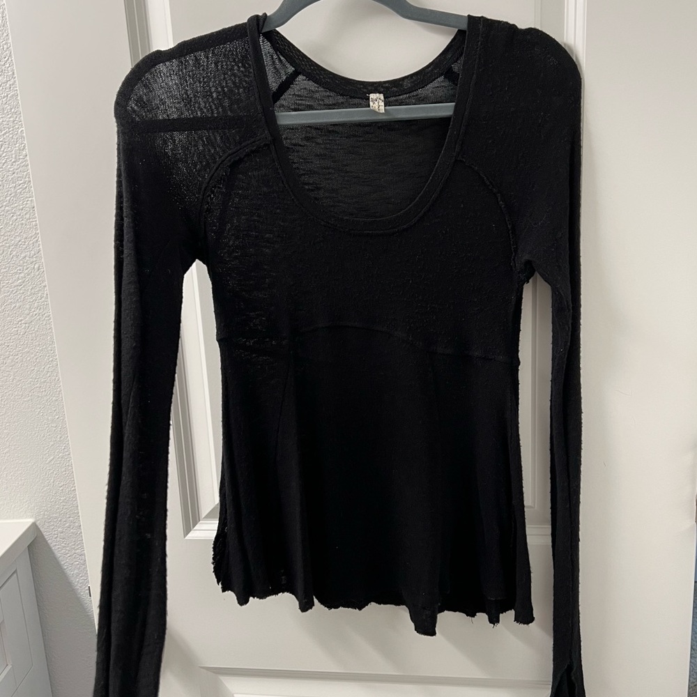 FREE PEOPLE BLACK LONG SLEEVE BLOUSE